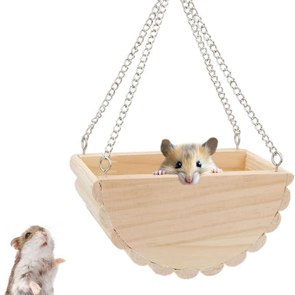Hypeety Wooden Hamster Swing Toy for Dwarf Hamster Gerbil Rat Mouse Mice Small Animla Cage Perch Stand Toy