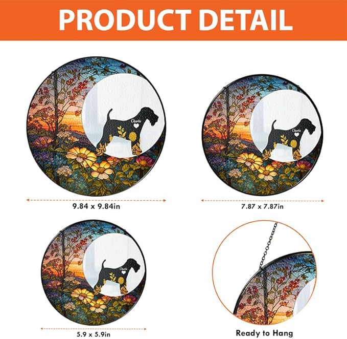 Personalized Rottweiler Dog Memorial Suncatcher, Custom with Name, Breed, Date - Steel, Glass - Pet Memorial Occasion