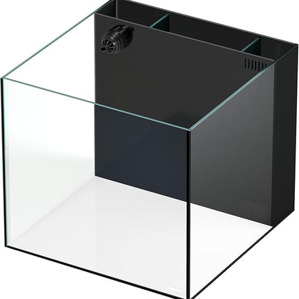 Landen 45P 15 Gallon Ultra Clear All Glass Rimless Low Iron Aquarium Tank with Rear Filtration Chamber(Return Pump Included)for Salt and Fresh Water.17.7''Wx17.7''Dx15.8''H in(45x45x40cm)6mm Thickness