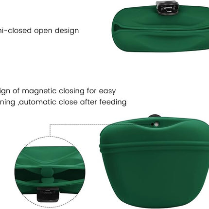 AUDWUD Silicone Dog Treat Pouch,with Dog Training Clicker,Clip on Portable Training Container,Convenient Magnetic Buckle Closing and Upgraded Waist Clip for Enhanced Stability