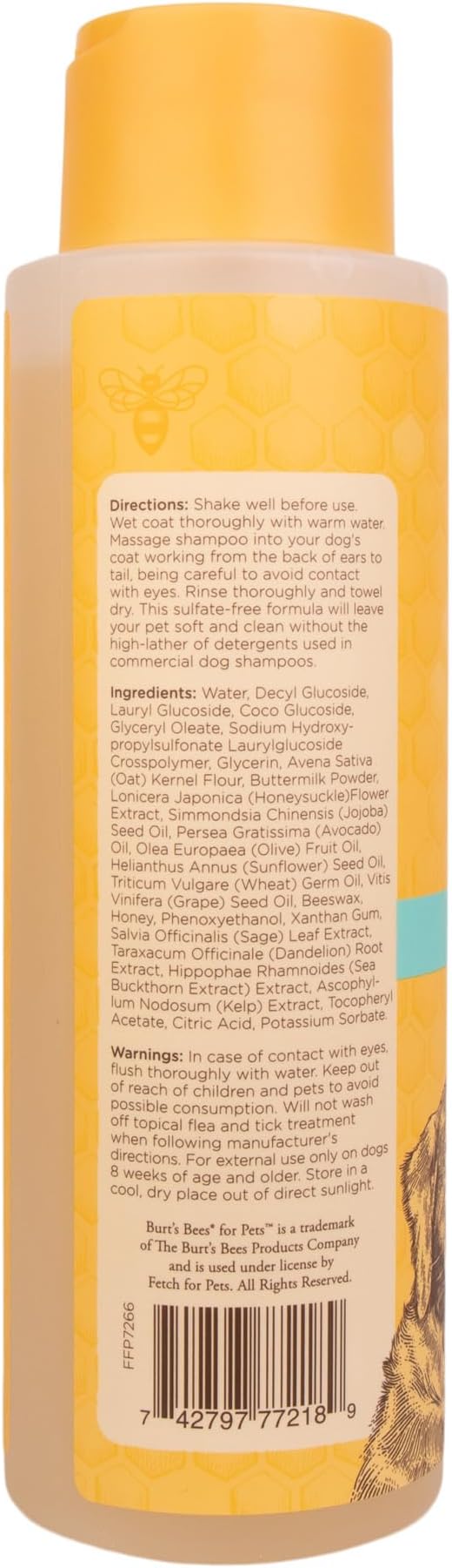 Burt's Bees for Pets Itch Soothing Shampoo with Honeysuckle - Anti-Itch Dog Shampoo for Dogs with Sensitive Skin - Cruelty Free, Made in The USA, 16 Oz - 2 Pack