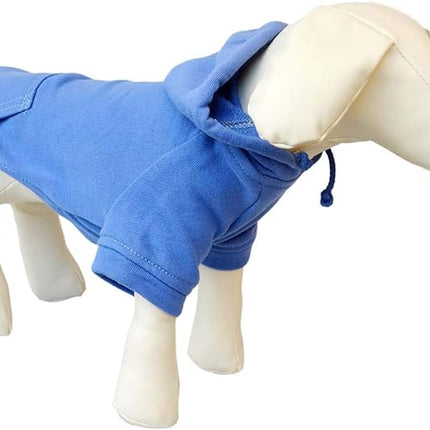 Lovelonglong Blank Basic Hoodie Sweatshirt for Dogs 100% Cotton Fits Small Medium Dachshund Large Dog Royle Blue D-L