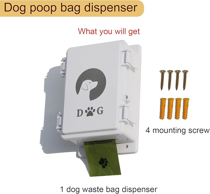 Wall Mount Dog Poop Bag Dispenser, Outdoor Dog Poop Bag Holder,Heavy Duty & Waterproof, ABS Plastic Material, Suitable for Yard Patio Garage Lawn Pet Waste Station