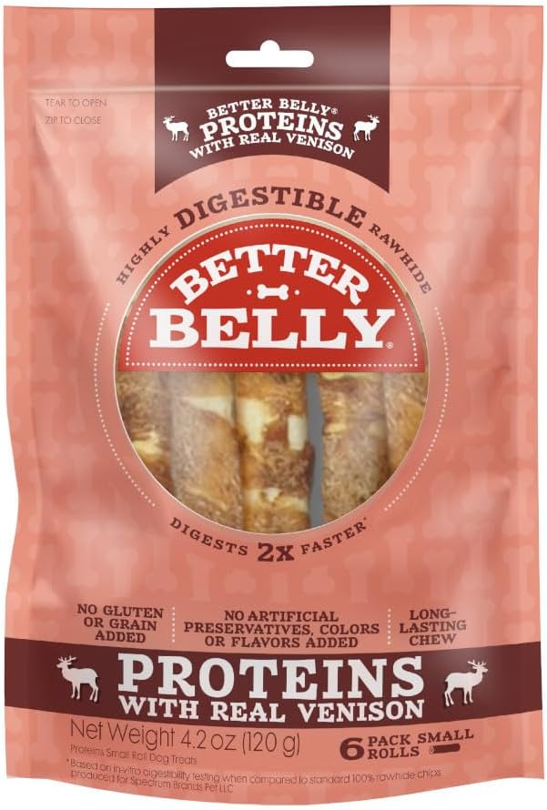 Better Belly Highly Digestible Rawhide Small Roll Chews, Treat Your Dog to a Chew with NO Artificial Colors or Flavors