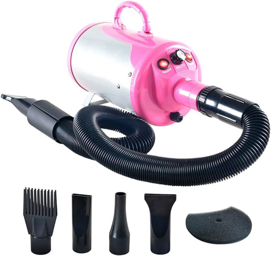 SHELANDY Groomer Partner Pet Hair Force Dryer Dog Grooming Blower with Heater (Pink)