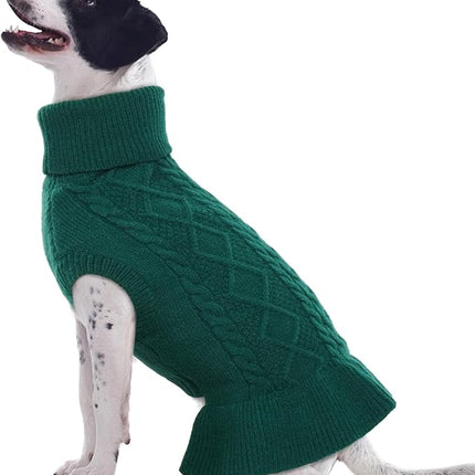 QBLEEV Medium Dog Sweater Dress for Girls - Pullover Christmas Puppy Sweater, Warm Winter Fall Vest, Custom Holiday Doggie Apparel for Female Dogs XL