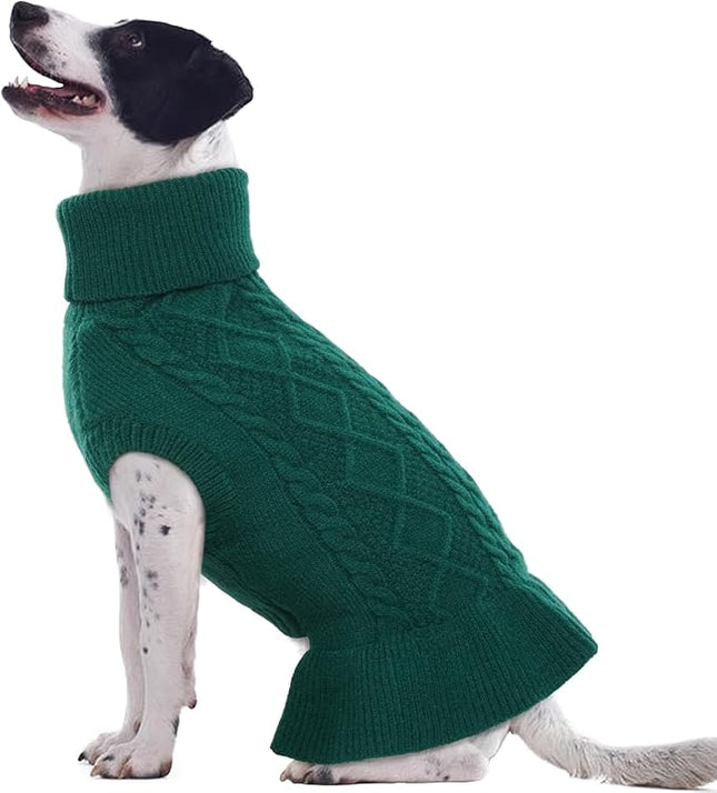 QBLEEV Medium Dog Sweater Dress for Girls - Pullover Christmas Puppy Sweater, Warm Winter Fall Vest, Custom Holiday Doggie Apparel for Female Dogs XL