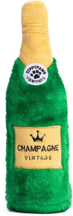 ZippyPaws Happy Hour Crusherz- Interactive Dog Toys to Keep Them Busy, Squeaky Plush Pet Toy for All Breeds, for Small, Medium, & Large Dogs, Drink Themed Crinkle Water Bottle Toy- Champagne