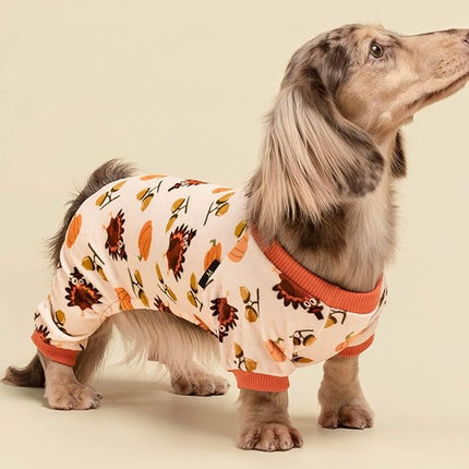 Fitwarm Thanksgiving Turkey Dog Pajamas, Funny Dog Winter Clothes for Small Dogs Girl Boy, Pet Jumpsuit, Cat Onesie with Feet, Lightweight Velvet, Orange, Medium
