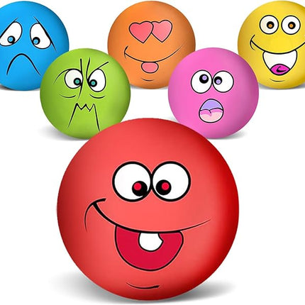 3.14" Squeaky Dog Toys Funny Smile Face Chewing Latex Rubber Soft Fetch Play Interactive Squeaky Dog Balls for Puppy Small Medium Pet Dog (6PCS)