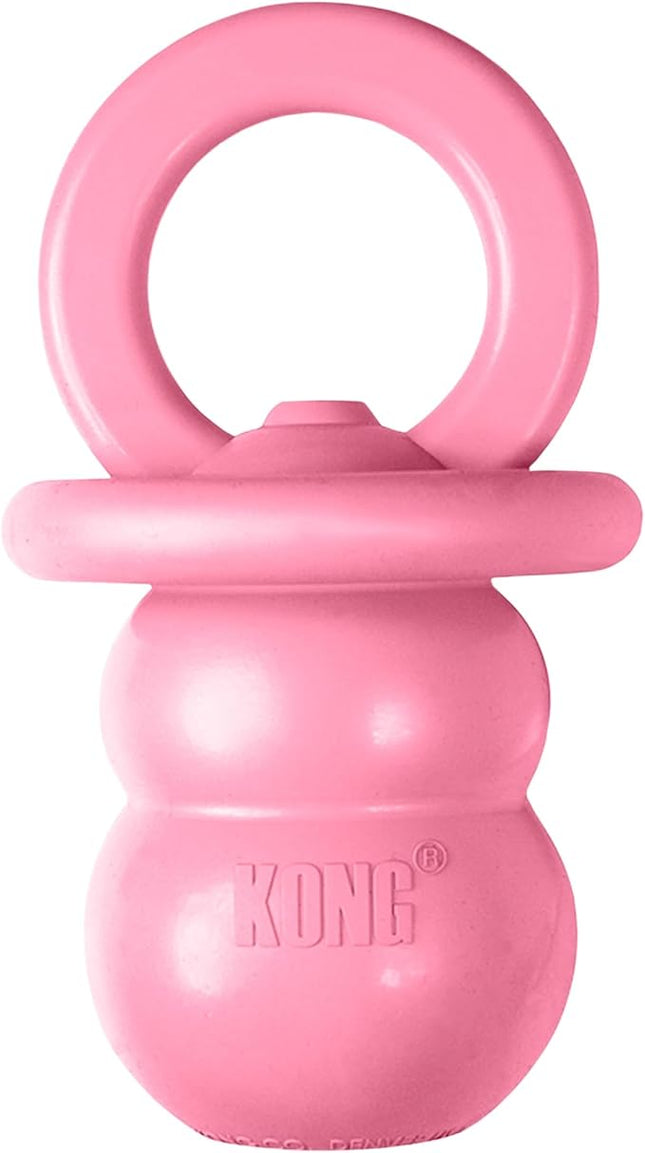 KONG Puppy Binkie - Pacifier Dog Toy for Puppies - Stuffable Treat Chew Toy for Treats - Durable Natural Rubber for Teething Puppy - for Small Puppies - Pink