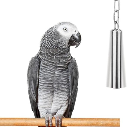 Hypeety Stainless Steel Bell Bird Toys Chew Toy for Parrot, Macaw, African Greys, Small Cockatoo, Parakeet, Cockatiels Heavy Duty Bird Cage Stand Toys (L-8.45 inch)