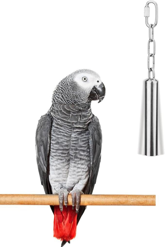 Hypeety Stainless Steel Bell Bird Toys Chew Toy for Parrot, Macaw, African Greys, Small Cockatoo, Parakeet, Cockatiels Heavy Duty Bird Cage Stand Toys (L-8.45 inch)