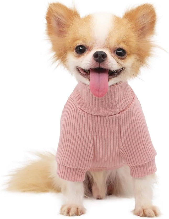 LOPHIPETS Small Dog Turtleneck Sweaters for Chihuahua Puppy Clothes-Pink/M