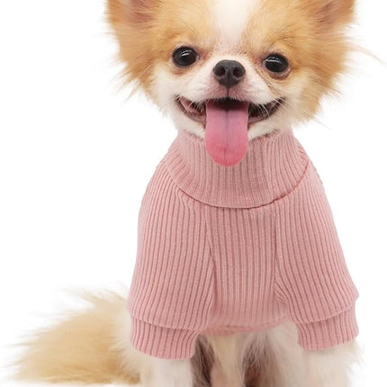 LOPHIPETS Small Dog Turtleneck Sweaters for Chihuahua Puppy Clothes-Pink/XL