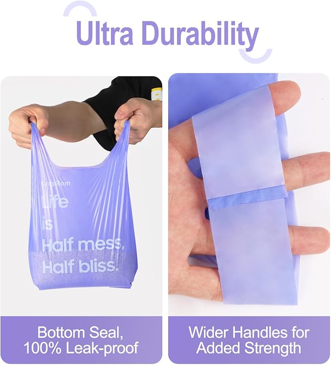 125 Count Cat Litter Bags Lavender Scented with Handles, Disposable Litter Bags for Pet Poop, Extra-Thick Kitty Waste Bags Easy Tie Leak-Proof Strengthen