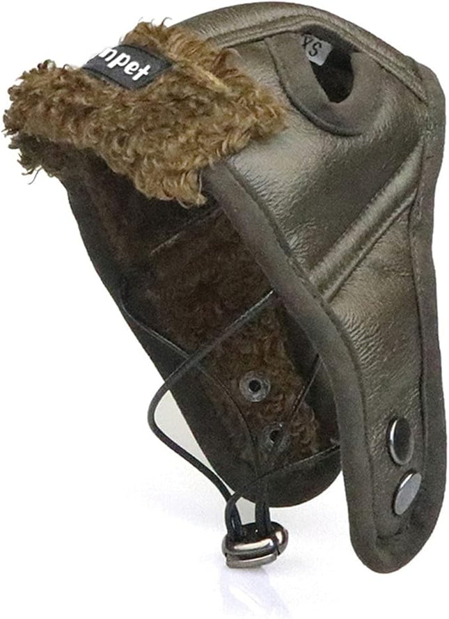 Leconpet Dog Aviator Hat, Dog Winter Pilot Hat with Ear Flaps for Cold Weather (L, Brown)