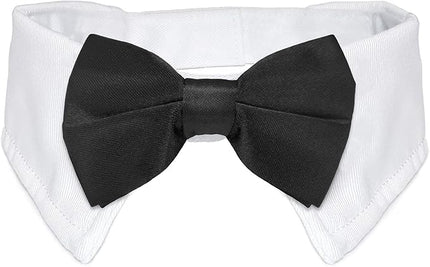 Dog Bow Tie, KOOLMOX Pet Bowtie Collar Black, Adjustable White Pet Tuxedo Collar with Black Dog Neck Bow Tie for Medium Large Boy Dogs Wedding Formal Tuxedo Suit Tux Outfits Birthday Costumes