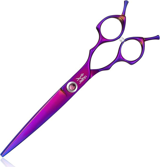 JASON Straight Scissors for Dogs - Updated 7.5" Dog Grooming Shears, Japanese 440C Stainless Steel Pet Shears, Professional Dog Cutting Scissors with Diamond Adjustable Screw