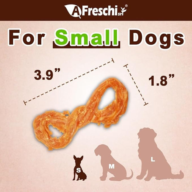 A Freschi srl Turkey Tendons for Dogs, USA-Sourced, Healthy Dog Treats, Rawhide-Free Puppy Chews, Long Lasting, All Natural, Hypoallergenic Dog Treats for Small Breeds, 40 Count Box Rope (S)