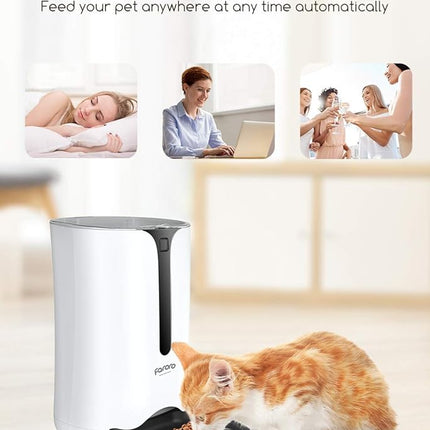 Automatic Cat Feeder, Faroro Dog Food Dispenser for Small Pets with Distribution Alarms, Portion Control, Voice Recorder and Programmable Timer for up to 4 Meals per Day