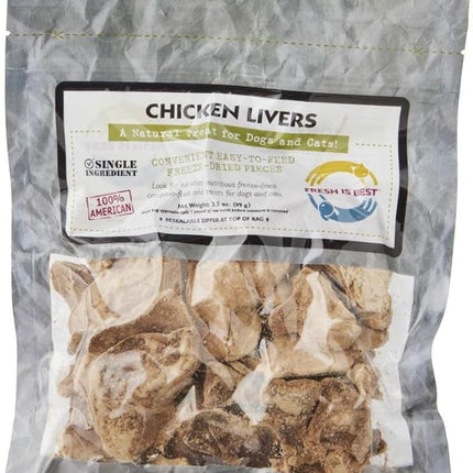 Fresh Is Best Freeze Dried Dog Treats - Raw Freeze Dried Chicken Liver Treats for Dogs & Cats - Chicken Livers in Resealable Zipper Bag - High-Protein Single Ingredient Dog Treat - Made in The USA