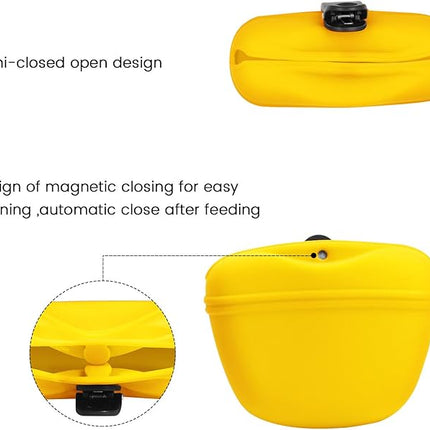 AUDWUD Silicone Dog Treat Pouch,with Dog Training Clicker,Clip on Portable Training Container,Convenient Magnetic Buckle Closing and Upgraded Waist Clip for Enhanced Stability