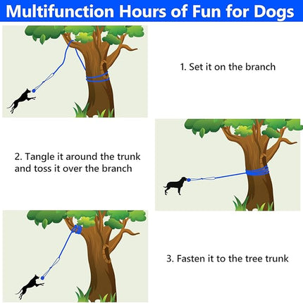 XiaZ Tug of War Dog Toy, Interactive Dogs Toy Bungee Hanging Tether with 2 Chew Rope Toys, Heavy Duty Puppy Outdoor Activity Aggressive Chewers Best Small to Large Boredom Exercise and Play (Blue)