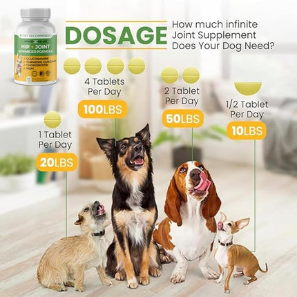 Advanced Hip and Joint Supplement for Dogs All Breeds - Glucosamine for Dogs Mobility & Pain Relief - All Natural Chondroitin, MSM & Turmeric Dog Joint Supplement - 90 Chewable Tablets