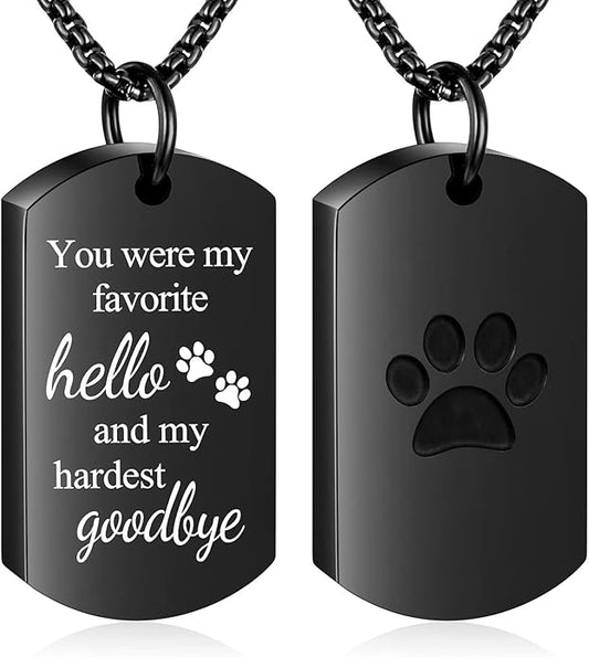 abooxiu Cremation Jewelry for Ashes Urn Necklace for Ashes Memorial Dog Ashes Necklace Cremation Necklace Pet Keepsake Necklace Pawprint Ashes Holde Necklace