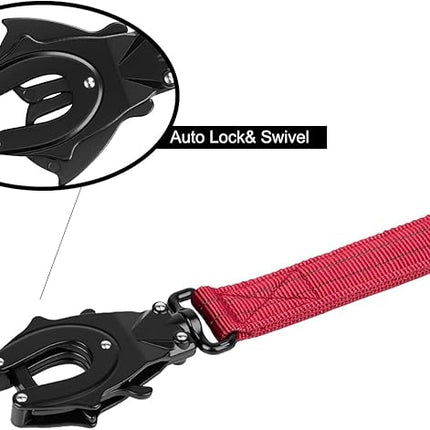 ICEFANG Tactical Dog Leash,K9 Training Walking Bungee Lead with 2 Control Handle,Heavy Duty Quick Release Metal Clasp,for Medium Large Breed (Reflective Red, 6 FT)
