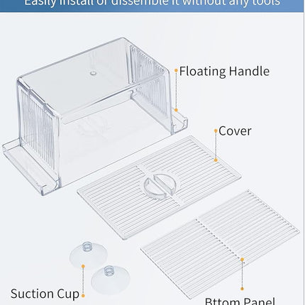 Pawfly Aquarium Fish Breeding Box Acrylic Hatchery Incubator Tank with Suction Cups Small Isolation Box for Baby Small Fish Shrimp and Betta