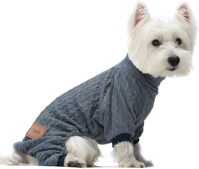 Fitwarm Turtleneck Knitted Dog Sweaters Winter Outfits Pet Coats Cat Clothes Blue Medium