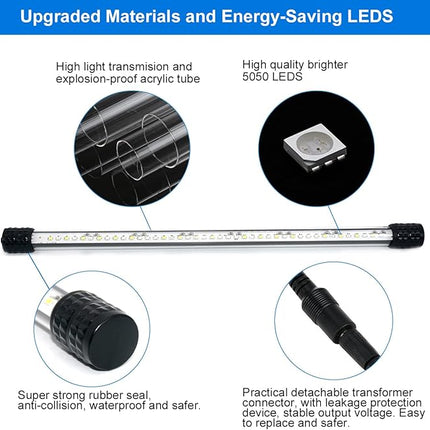 VARMHUS Submersible LED Aquarium Light,Fish Tank Light with Timer Auto On/Off Dimming Function,3 Light Modes Dimmable&4-Color LED,10 Brightness Levels Optional&3 Levels of timed Loop 18LEDS-15''