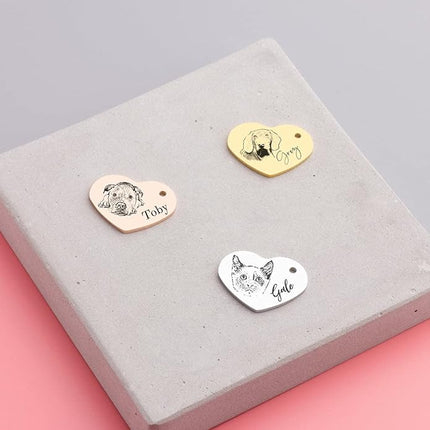 LONAGO 925 Sterling Silver Custom Dog Cat Portrait Photo Necklace Personalized Pet Engraved Picture Pendant Memorial Gift Name Jewelry for Women Mom