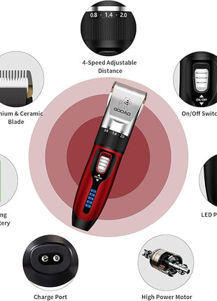 Cat Clippers for Matted Hair, Cat Grooming Kit, Cordless Cat Shaver for Long Hair, Low Noise Paw Trimmer, Cat Hair Trimmer for Grooming,Quiet Pet Hair Clippers Tools for Cats Dogs (Red)