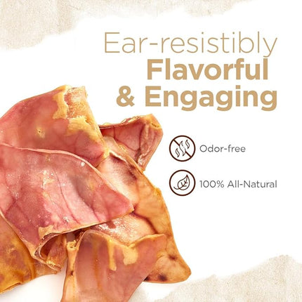Natural Farm Pig Ears for Dogs (25 Pack), All-Natural WholeThick Pigs Ears, Single Ingredient & Highly Digestible, Better Than Rawhide- Dog Snacks, Dog Pig Ears for Puppy, Medium & Large Dogs