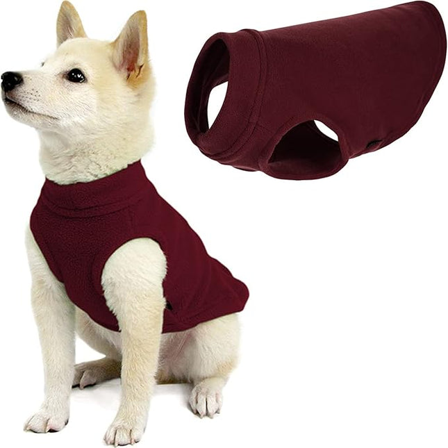 Gooby Stretch Fleece Vest Dog Sweater - Burgundy, X-Small - Warm Pullover Super Stretchy Fleece Dog Jacket for Small to Large Dogs