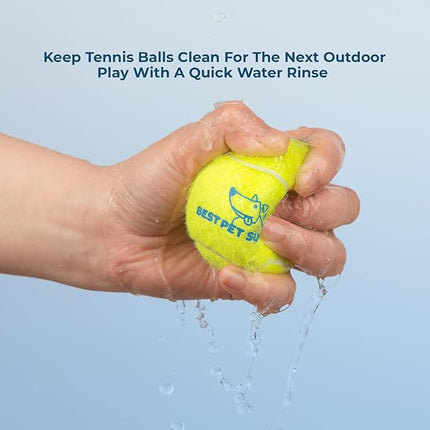 Best Pet Supplies Interactive Squeaky Dog Chew Toy, Ideal Dog Toys for Chewers, Small, Medium & Large Dogs, and Fetch Lovers - Tennis (Yellow), Large (Pack of 4)