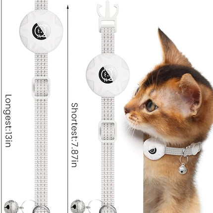 Apple AirTag Cat Collar, GPS Tracker Kitten Collar with Breakaway Feature, Lightweight and Reflective, Suitable for Cats, Kittens and Puppies (White)