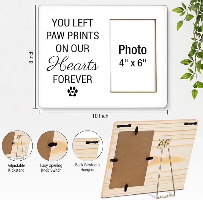 Pet Memorial Gift Picture Frame, Dog Memorial Gifts for Loss of Dog, Sympathy Gifts for Dogs, Cat Pet Bereavement Remembrance Gift Wood Photo Frames, 4 x 6 Inch Photo