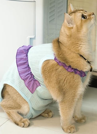 Cat Recovery Suit,Kitten Onesie After Surgery,E-Collar Alternative for Abdominal Wound and Skin Diseases,Soft Breathable Bodysuit After Spay（Blue-m）