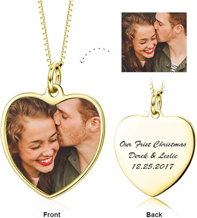 LONAGO Full Color Photo Picture Personalized Necklace Custom Etched Dog Tag Image Pendant with Message Name
