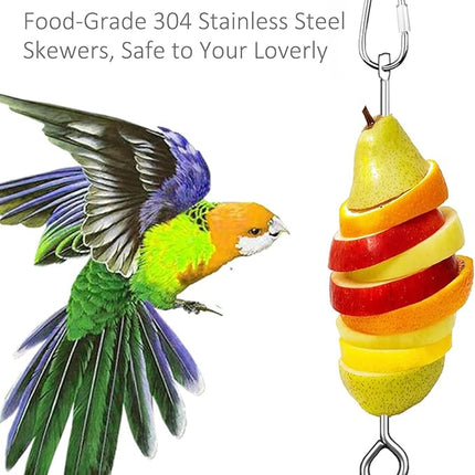 Bird Cage Food Holder Parrot Fruit Vegetable Skewer Bird Cage Feeder Foraging Toy for Parakeet Budgie Macaw