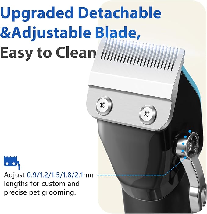 Dog Grooming Kit, Dog Clippers for Grooming for Thick Curly Coats, Professional Pet Hair Shaver Paw Trimmer Cordless Rechargeable Low Noise for Dogs Cats Animals Face Ear
