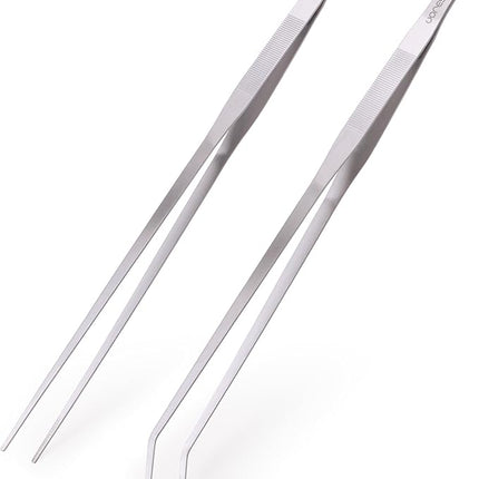 VORESTIC 2 Pcs Heavy Duty Reptile Feeding Tongs, Aquarium Tweezers 18 Inch, Straight and Curved Extra Long Tweezers, Reptile Tongs, Aquarium Tongs, Aquarium Tweezers Extra Long