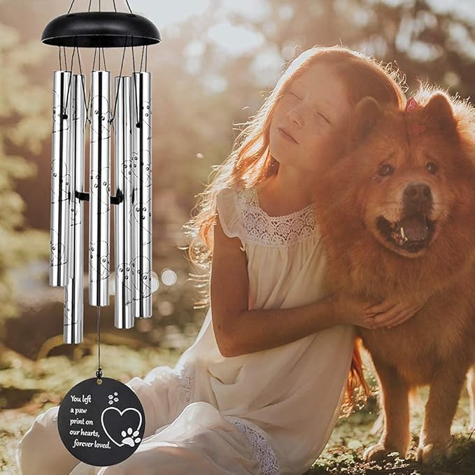 ASTARIN 30 Inches Dog Memorial Wind Chimes with Dog Paw Print, Pet Memorial Wind Chimes for Dogs to Make You Remember Your Pet, Unique Sympathy and Remembrance Gift for Pet Owner