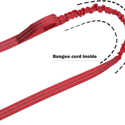 ICEFANG Tactical Dog Leash,K9 Training Walking Bungee Lead with 2 Control Handle,Heavy Duty Quick Release Metal Clasp,for Medium Large Breed (Reflective Red, 6 FT)