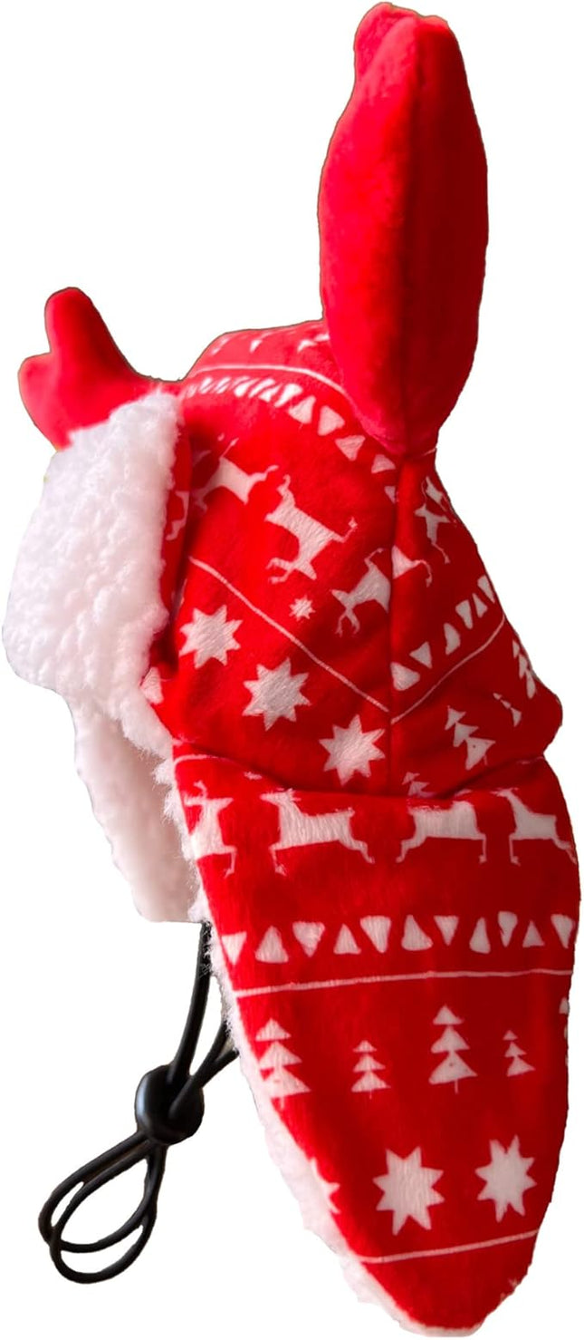 Huxley & Kent Pet Hat | Antler Red Fairisle (Medium) | Festive Christmas Holiday Accessory for Dogs/Cats | Holiday Pet Hat | SnugFit Sliding Toggles for Best Fit