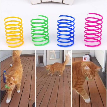 Andiker Interactive Cat Spiral Creative Spring Toy to Kill Time and Keep Fit, Sturdy and Heavy Plastic for Swatting, Biting, Hunting Kitten Toys, Colorful, 12 pcs